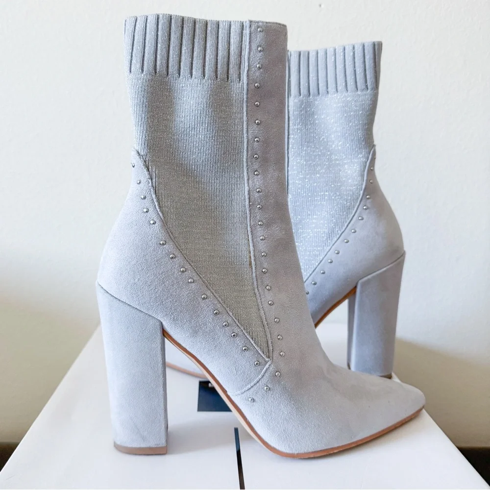 Dolce Vita Women's Echo Mid Calf Boots Silver Suede - Picture 1 of 5